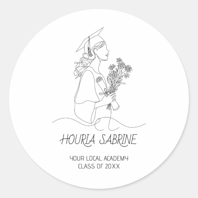 Adesivo Modern Graduation Black & white line art graduate  (Frente)