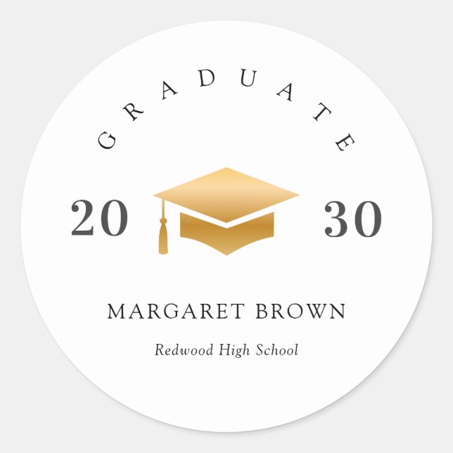 Adesivo Modern Graduation Gold Cap Simple Minimal (Frente)
