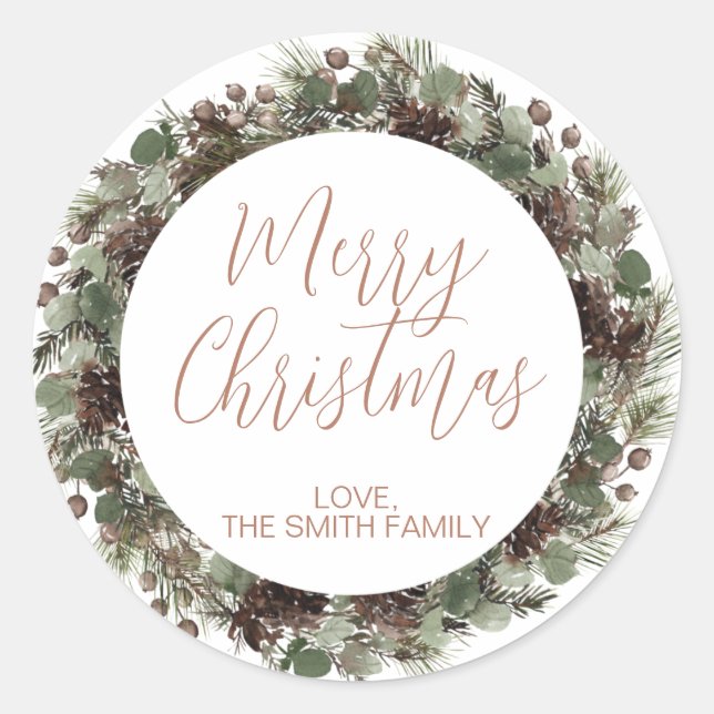 Adesivo Modern Greenery Wreath Natal (Frente)