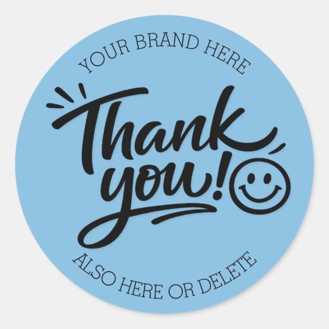 Adesivo Modern Hand-Lettered “Thank You!” with Smiley (Frente)