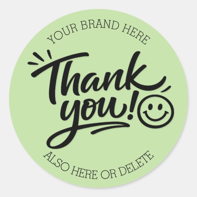 Adesivo Modern Hand-Lettered “Thank You!” with Smiley (Frente)