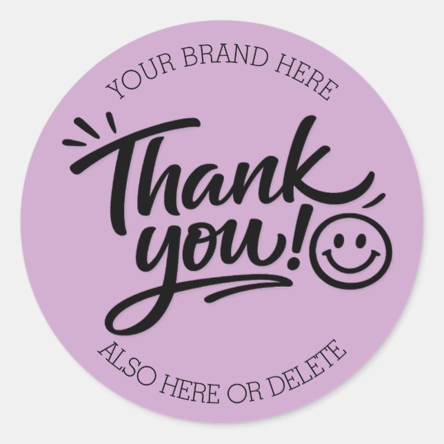Adesivo Modern Hand-Lettered “Thank You!” with Smiley (Frente)