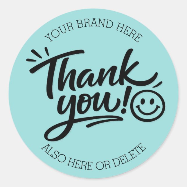 Adesivo Modern Hand-Lettered “Thank You!” with Smiley (Frente)