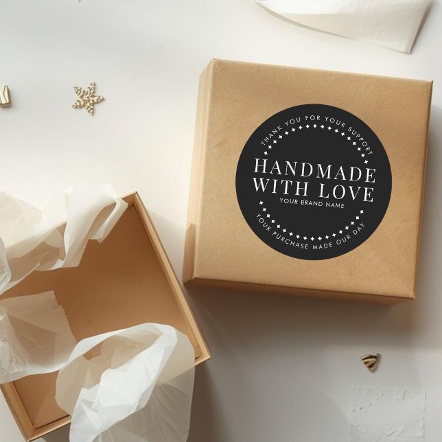 Adesivo Modern handmade with love black thank you (Criador carregado)