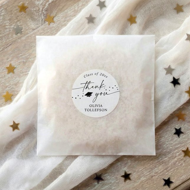 Adesivo Modern Handwriting 2026 Graduation Thank You Favor (Modern simple graduation thank you stickers for favors and thank you card envelopes.)