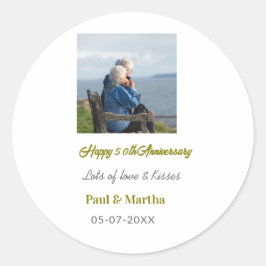 Adesivo Modern happy 50th anniversary add name date photo