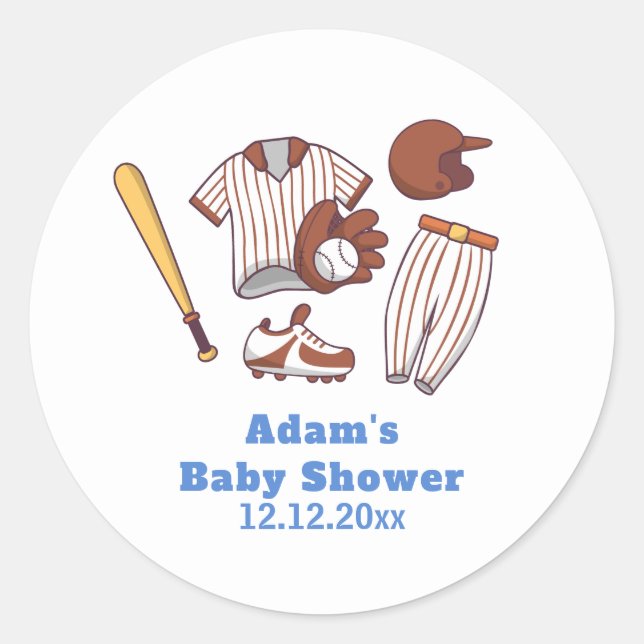 Adesivo Modern Little Slugger Baseball Sport Baby Shower  (Frente)