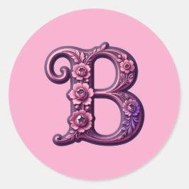 Adesivo Modern Metallic Rosemaling Letter B, Pink/Purple