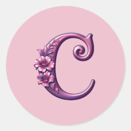 Adesivo Modern Metallic Rosemaling Letter C, Pink/Purple