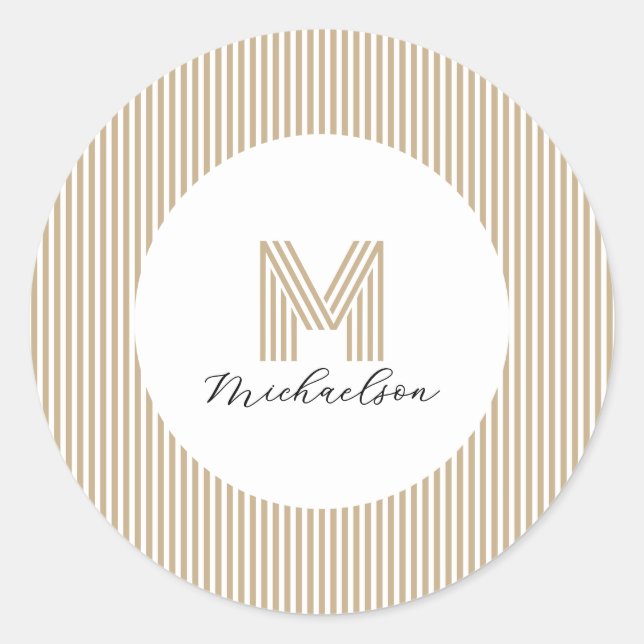 Adesivo Modern Minimal Gold Stripes Monogram (Frente)