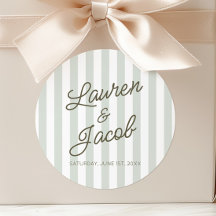 Modern Minimal Minimalist Green Stripes Wedding