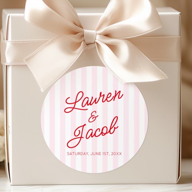 Adesivo Modern Minimal Minimalist Red Pink Stripes Wedding (Criador carregado)