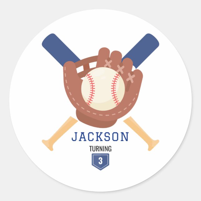 Adesivo Modern Minimalist Baseball Batter Up Birthday (Frente)