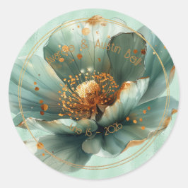 Adesivo Modern Minimalist Emerald and Gold Wedding Sticker