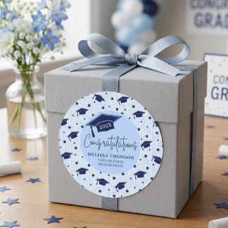 Adesivo Modern Navy Blue Congratulations Graduation Name