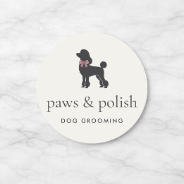 Adesivo Modern Neutral Dog Groomer Logo Classic Round