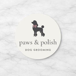 Adesivo Modern Neutral Dog Groomer Logo Classic Round