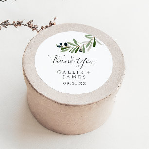 Adesivo Modern Olive Branch Obrigado A Favor Sticker