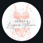 Adesivo Modern Peach Blush Lingerie Bridal Shower<br><div class="desc">Design feature blush peach lingerie with pearl watercolor.</div>