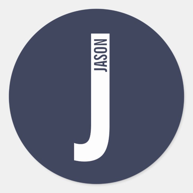 Adesivo Modern Personalized Bold Monogram and Name (Frente)