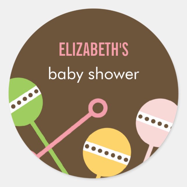 Adesivo Modern Rattles Favor Stickers (Frente)