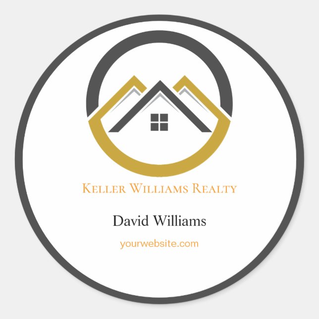 Adesivo Modern Real Estate white and gold custom logo  (Frente)
