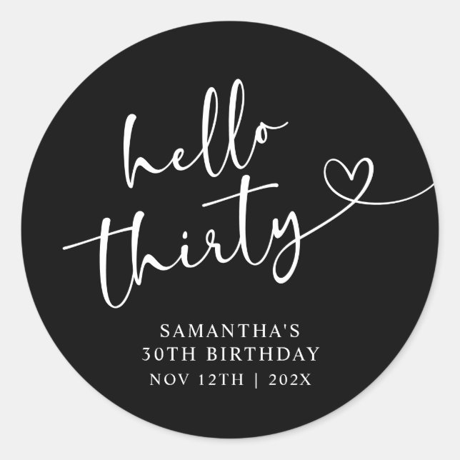 Adesivo Modern Red White Hello 30th Birthday (Frente)