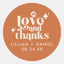 Modern Retro Laranja e Casamento de Creme Obrigado