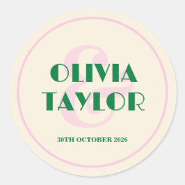 Adesivo Modern Retro Striped Wedding Invitation