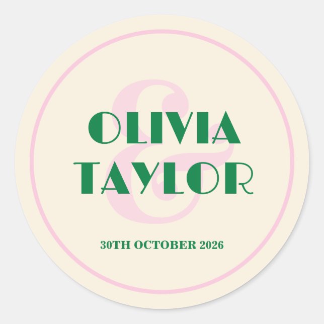 Adesivo Modern Retro Striped Wedding Invitation (Frente)