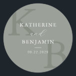 Adesivo Modern Sage Green Monogram Minimalist Wedding<br><div class="desc">Create your own personalized wedding stickers cards featuring modern monogram typography and minimalist graphic design in sage green color.</div>