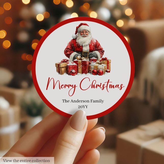 Adesivo Modern Santa Claus Simple Festive Gift Sticker (Modern Santa Claus Simple Festive Gift Sticker)