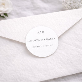 Adesivo Modern Serif Monogram Round Envelope Seal Sticker