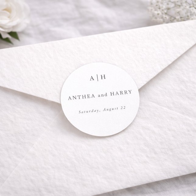 Adesivo Modern Serif Monogram Round Envelope Seal Sticker (Criador carregado)