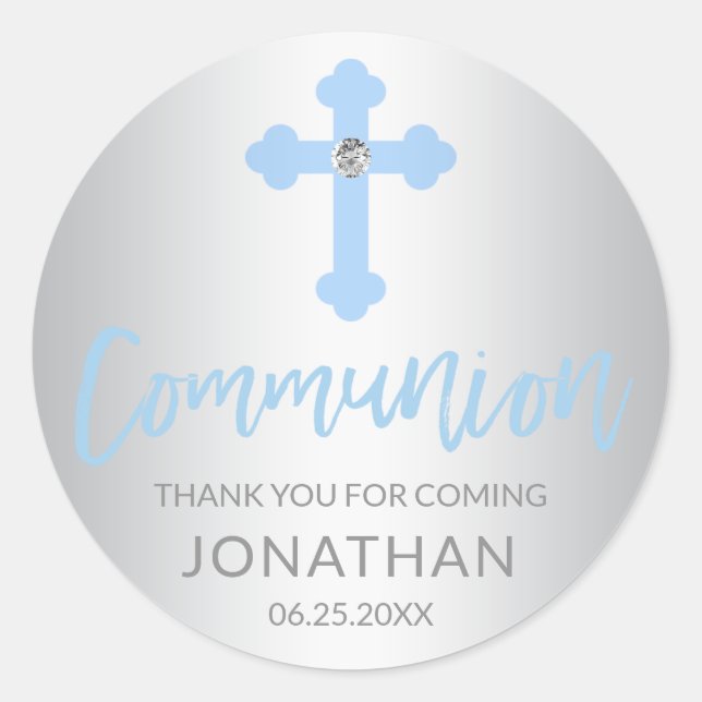 Adesivo Modern Silver Blue Cross Communication Boy Obrigad (Frente)