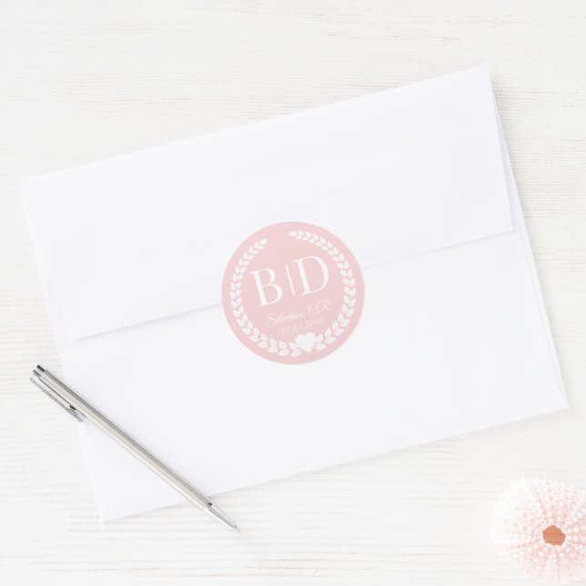 Adesivo Modern Simple Soft Antique Rose Monogram (Envelope)