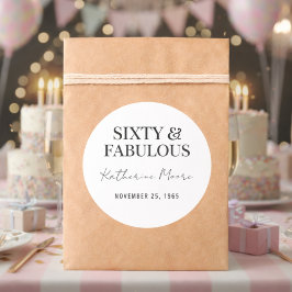Adesivo Modern Sixty and Fabulous Bold 60th Birthday Party