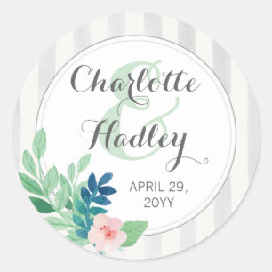 Adesivo Modern Stripes Casamento Aquarela Personalizado Da