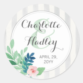 Adesivo Modern Stripes Casamento Watercolor Personalizado