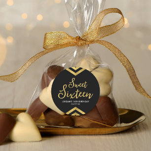 Adesivo Modern Sweet 16 Faux Dourado Chevron Geométrico