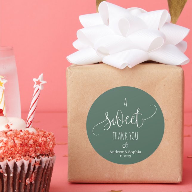 Adesivo Modern Sweet Obrigado Nome do Casal de Casamento & (Festa)