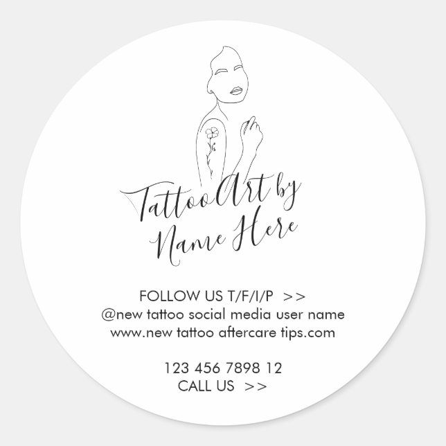 Adesivo Modern Tattoo ART script typography (Frente)