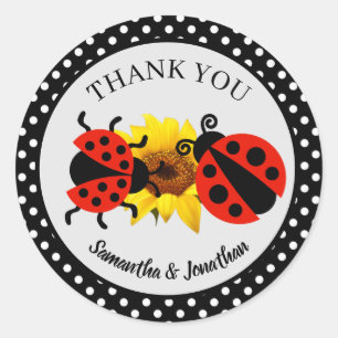 Adesivo Modern Trendy Ladybug Obrigado Clássico Stic Round