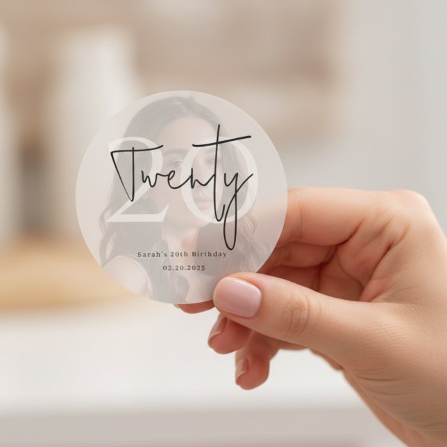 Adesivo Modern Twenty 20th Birthday Party Sticker (Criador carregado)