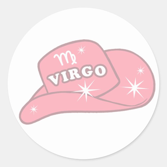 Adesivo Modern Virgo Zodiac Pink Cowgirl Hat (Frente)