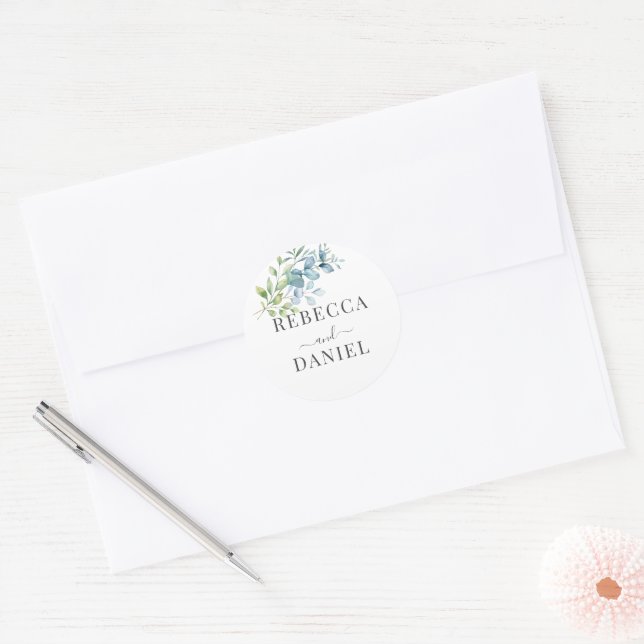 Adesivo Modern Watercolor Eucalyptus Greenery Wedding (Envelope)