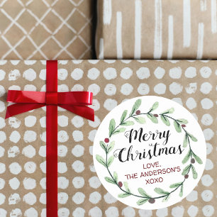 Adesivo Modern Watercolor Holly Wreath Natal