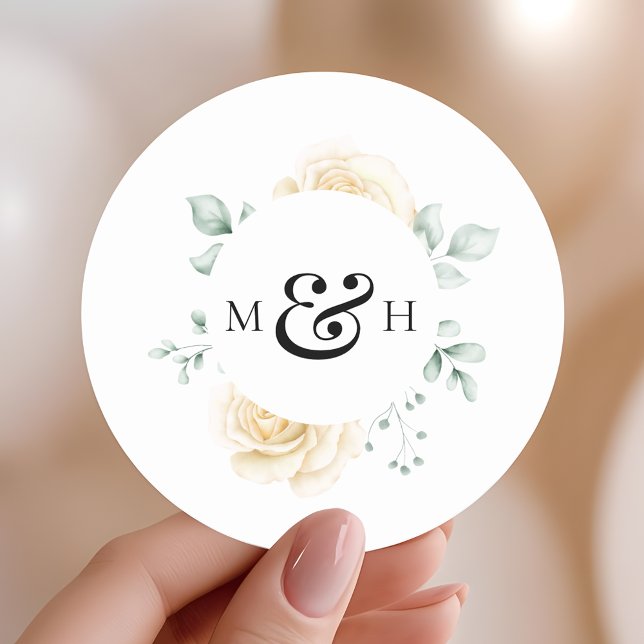 Adesivo Modern Watercolour Greenery Monogram Wedding (Criador carregado)