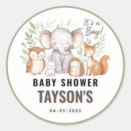 Adesivo Modern Woodland Animals Forest Boy Baby Shower