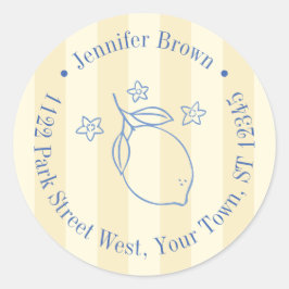 Adesivo Modern Yellow And Blue Lemon Bridal Shower